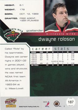 2002-03 Pacific #187 Dwayne Roloson Back