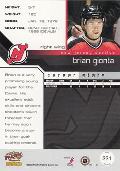 2002-03 Pacific #221 Brian Gionta Back