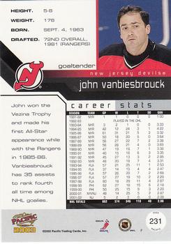 2002-03 Pacific #231 John Vanbiesbrouck Back