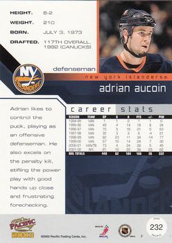2002-03 Pacific #232 Adrian Aucoin Back