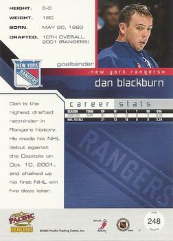 2002-03 Pacific #248 Dan Blackburn Back