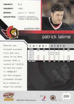2002-03 Pacific #269 Patrick Lalime Back