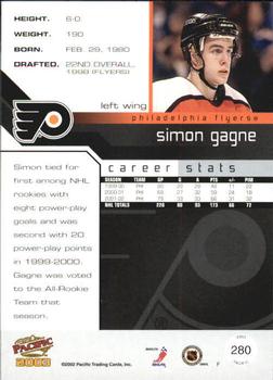 2002-03 Pacific #280 Simon Gagne Back