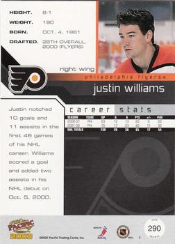 2002-03 Pacific #290 Justin Williams Back