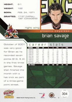 2002-03 Pacific #304 Brian Savage Back