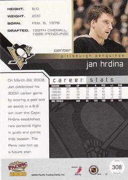 2002-03 Pacific #308 Jan Hrdina Back