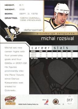 2002-03 Pacific #317 Michal Rozsival Back