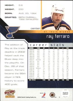 2002-03 Pacific #322 Ray Ferraro Back