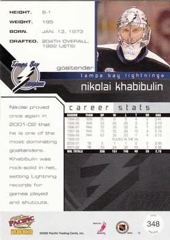 2002-03 Pacific #348 Nikolai Khabibulin Back