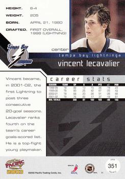 2002-03 Pacific #351 Vincent Lecavalier Back
