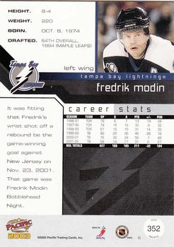 2002-03 Pacific #352 Fredrik Modin Back