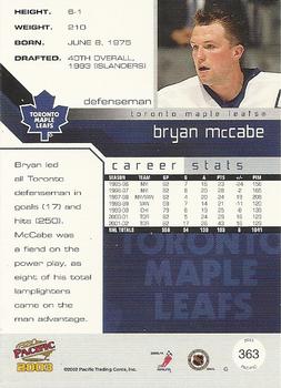 2002-03 Pacific #363 Bryan McCabe Back