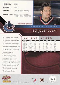 2002-03 Pacific #378 Ed Jovanovski Back