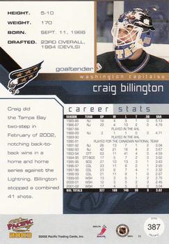 2002-03 Pacific #387 Craig Billington Back