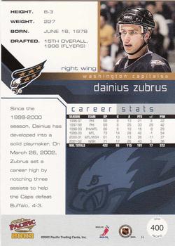 2002-03 Pacific #400 Dainius Zubrus Back