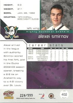 2002-03 Pacific #402 Alexei Smirnov Back