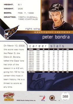 2002-03 Pacific #388 Peter Bondra Back