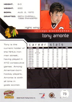 2002-03 Pacific #73 Tony Amonte Back