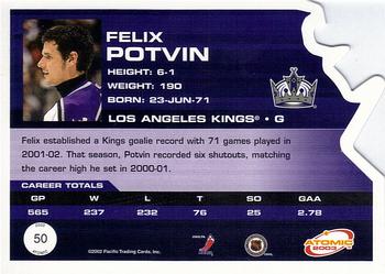 2002-03 Pacific Atomic #50 Felix Potvin Back