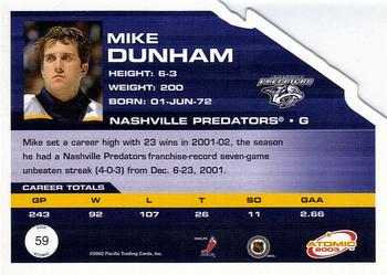 2002-03 Pacific Atomic #59 Mike Dunham Back