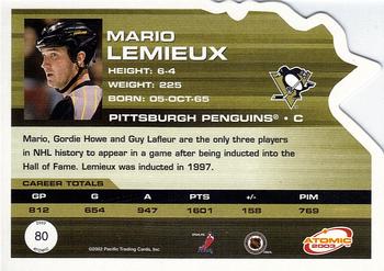 2002-03 Pacific Atomic #80 Mario Lemieux Back