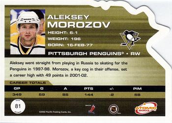 2002-03 Pacific Atomic #81 Aleksey Morozov Back