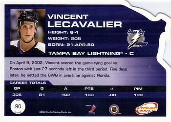2002-03 Pacific Atomic #90 Vincent Lecavalier Back