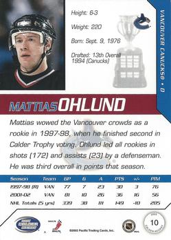2002-03 Pacific Calder #10 Mattias Ohlund Back