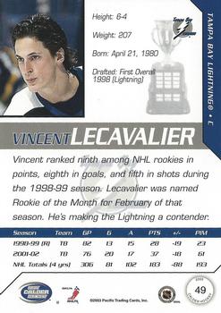2002-03 Pacific Calder #49 Vincent Lecavalier Back