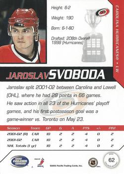 2002-03 Pacific Calder #62 Jaroslav Svoboda Back