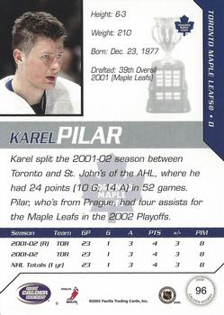 2002-03 Pacific Calder #96 Karel Pilar Back