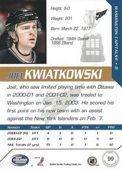 2002-03 Pacific Calder #99 Joel Kwiatkowski Back