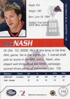 2002-03 Pacific Calder #112 Rick Nash Back