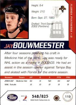 2002-03 Pacific Calder #119 Jay Bouwmeester Back