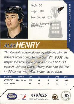 2002-03 Pacific Calder #150 Alex Henry Back
