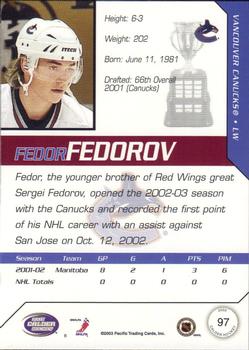 2002-03 Pacific Calder #97 Fedor Fedorov Back