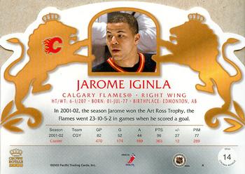 2002-03 Pacific Crown Royale #14 Jarome Iginla Back
