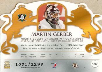 2002-03 Pacific Crown Royale #102 Martin Gerber Back