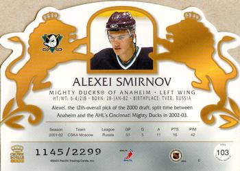 2002-03 Pacific Crown Royale #103 Alexei Smirnov Back
