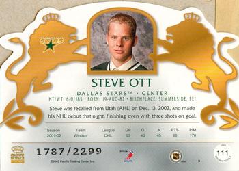 2002-03 Pacific Crown Royale #111 Steve Ott Back