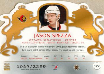 2002-03 Pacific Crown Royale #127 Jason Spezza Back