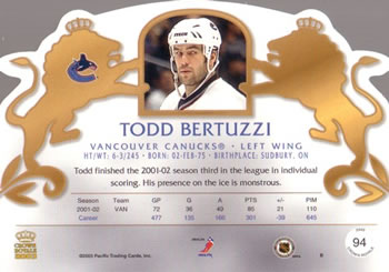 Todd Bertuzzi Gallery  Trading Card Database