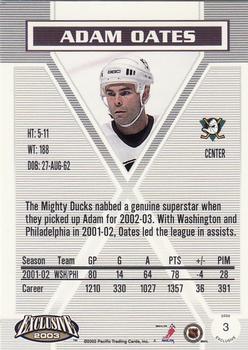 2002-03 Pacific Exclusive #3 Adam Oates Back