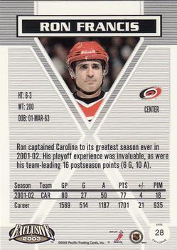 2002-03 Pacific Exclusive #28 Ron Francis Back