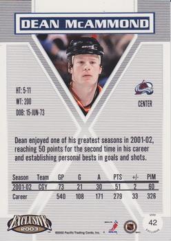 2002-03 Pacific Exclusive #42 Dean McAmmond Back