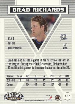 2002-03 Pacific Exclusive #157 Brad Richards Back