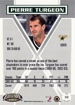 2002-03 Pacific Exclusive #59 Pierre Turgeon Back