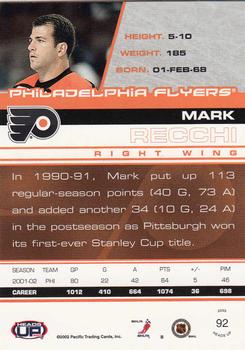 2002-03 Pacific Heads Up #92 Mark Recchi Back