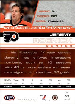 2002-03 Pacific Heads Up #93 Jeremy Roenick Back
