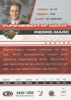 2002-03 Pacific Heads Up #137 Pierre-Marc Bouchard Back